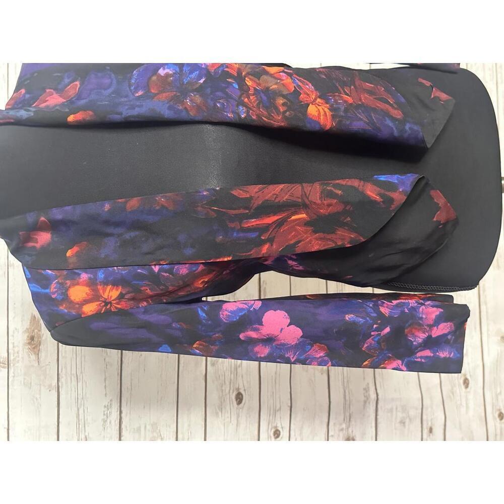 *SOLD* bebe office siren multicolored floral shawl collar open jacket Size XS - Picture 3 of 6